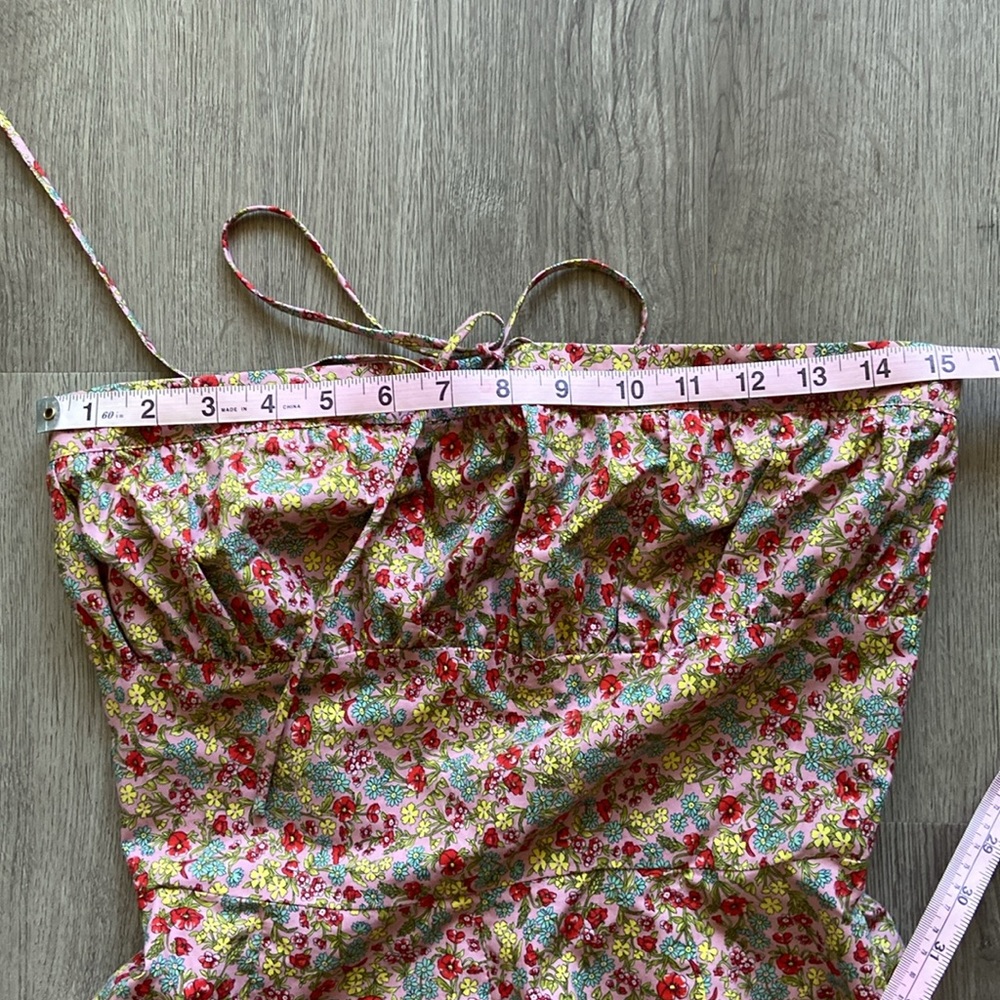 vintage Betsey Johnson pink floral cotton strapless coquette sundress Size 6 - Picture 15 of 15